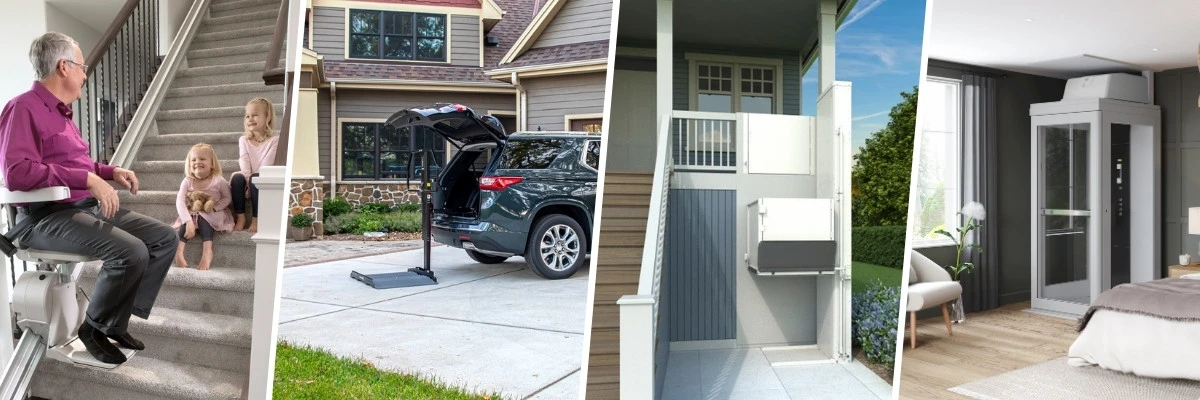 several Bruno accessibility products arranged together