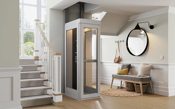 connect compact home elevator by staircase