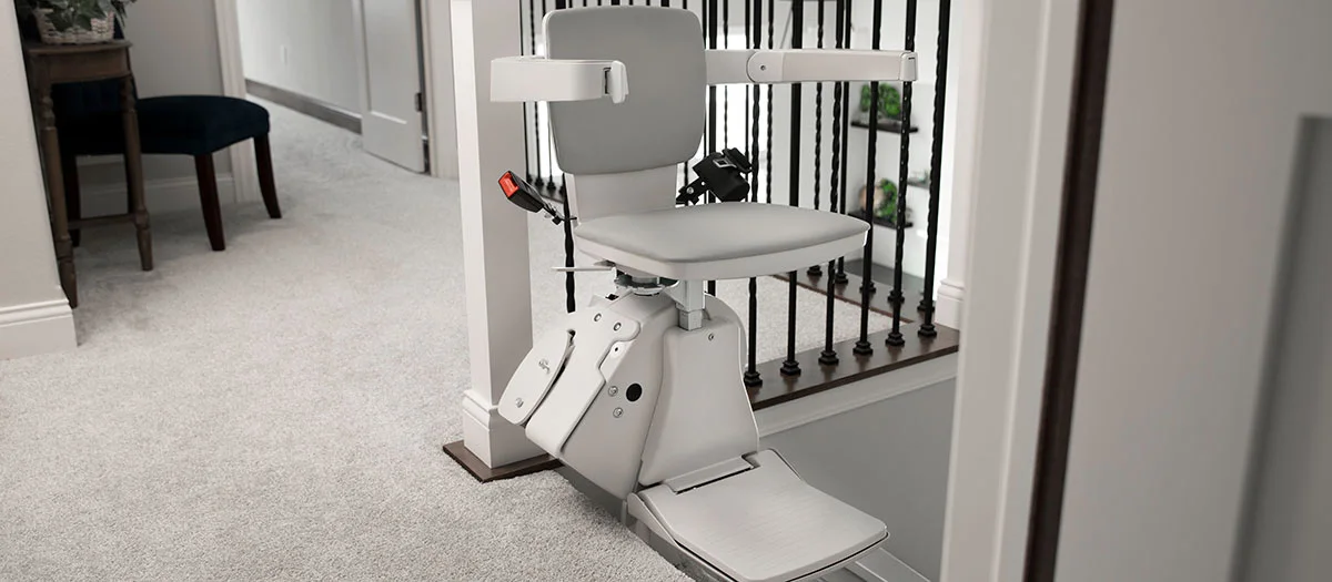 stair lift at top of staircase